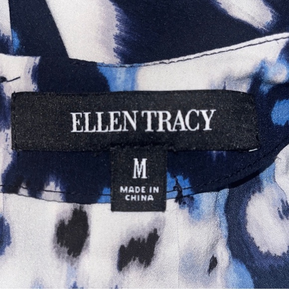 Ellen Tracy Blue Abstract Print Sleeveless Blouse - Size M - Picture 3 of 5